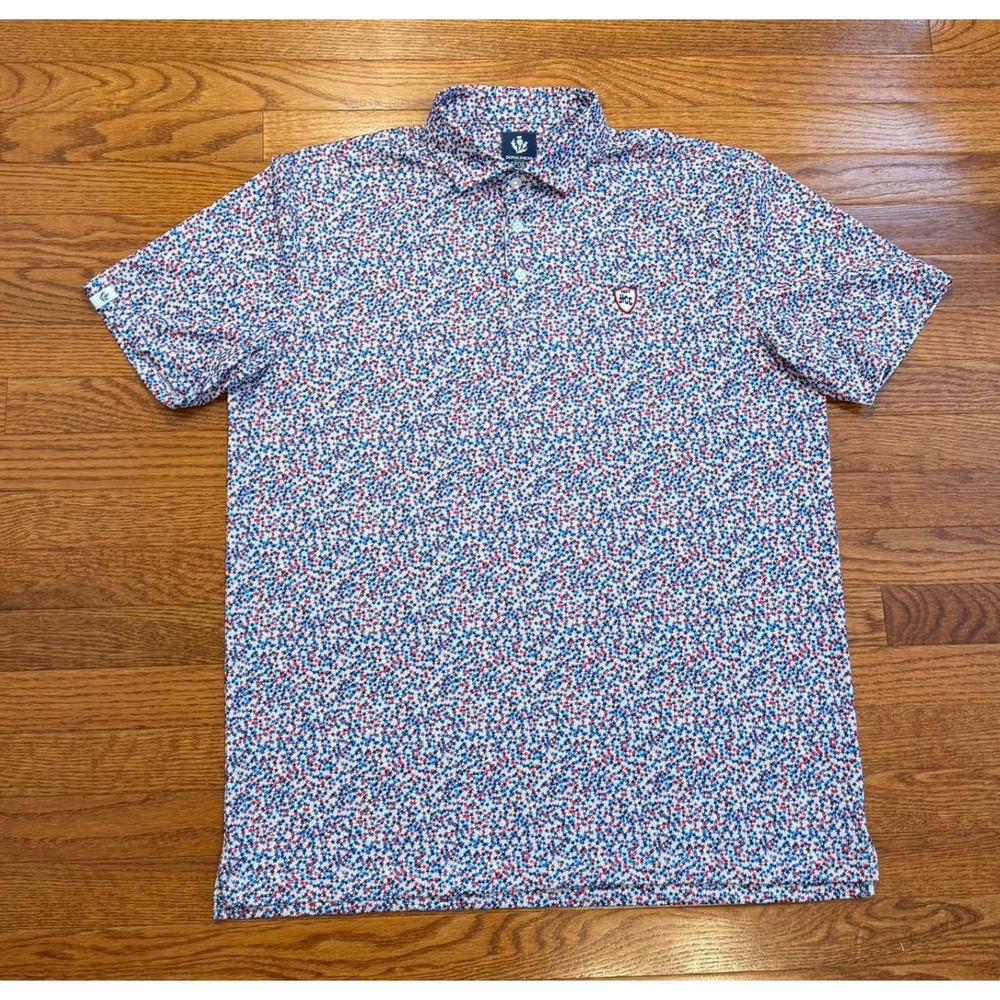 Donald Ross Hillendale Country Club Golf Polo Shirt Fits Mens XL Star Print AOP